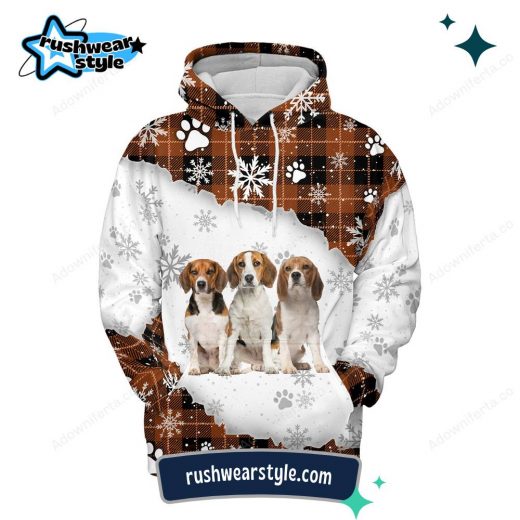 Christmas Beagle Paw Dog Breed Hoodie