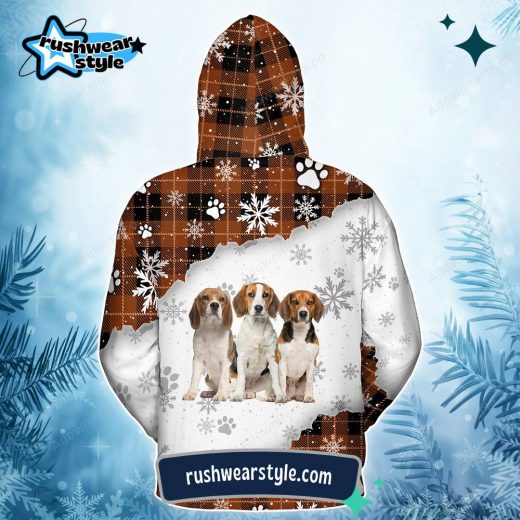 Christmas Beagle Paw Dog Breed Hoodie