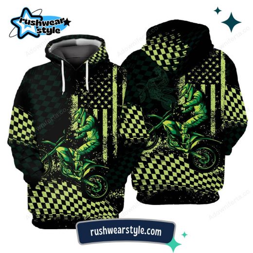 Green Dirtbike Racing Full Print Hoodie