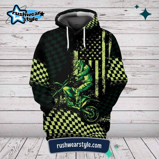 Green Dirtbike Racing Full Print Hoodie