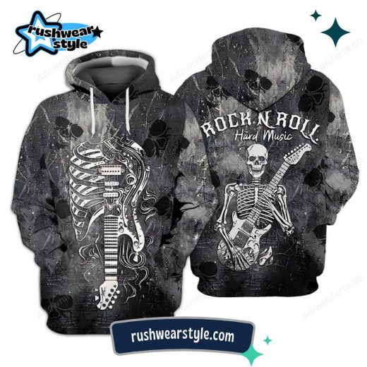 Rock N Roll Guitar All-Over Print Hoodie