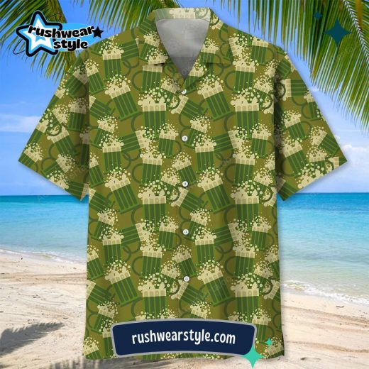 Men’s Beer-Themed Green St. Patrick’s Day Hawaiian Shirt