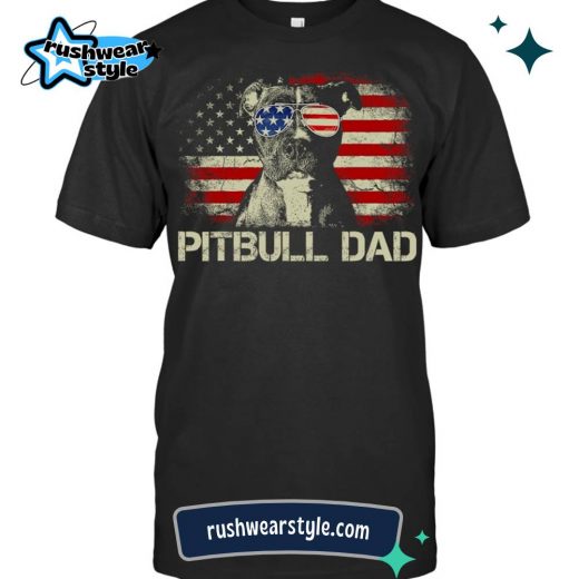 Men’s “Best Pitbull Dad Ever” American Flag T-Shirt