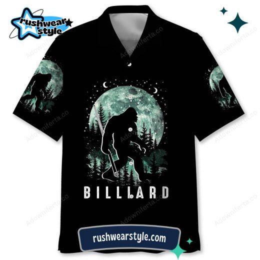 Men’s Bigfoot Billiards Hawaiian Shirt – Fun Pool Player Design