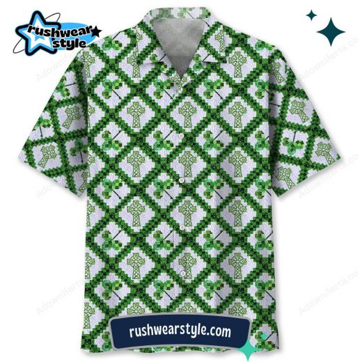 Men’s Cross-Themed St. Patrick’s Day Hawaiian Shirt