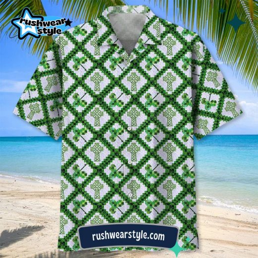 Men’s Cross-Themed St. Patrick’s Day Hawaiian Shirt