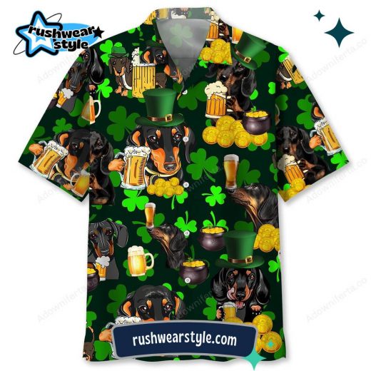 Men’s Dachshund Beer St. Patrick’s Day Hawaiian Shirt