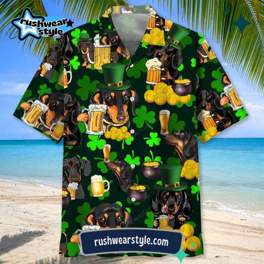 Men’s Dachshund Beer St. Patrick’s Day Hawaiian Shirt