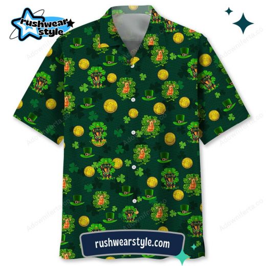 Men’s Dachshund St. Patrick’s Day Hawaiian Shirt – Lucky Irish