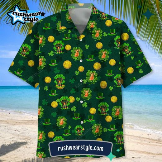 Men’s Dachshund St. Patrick’s Day Hawaiian Shirt – Lucky Irish