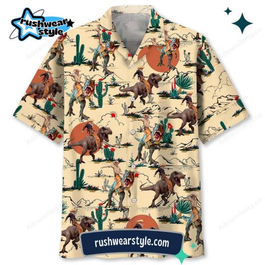 Men’s Dinosaur Desert Hawaiian Shirt – Prehistoric Vibes