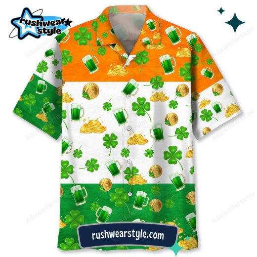 Men’s Gold Beer St. Patrick’s Day Hawaiian Shirt – Lucky Edition