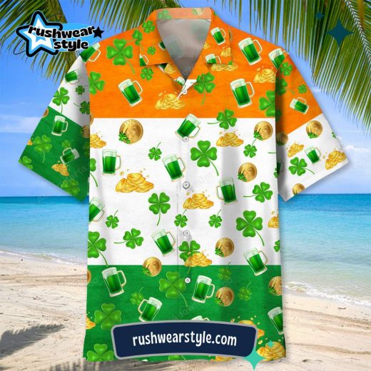 Men’s Gold Beer St. Patrick’s Day Hawaiian Shirt – Lucky Edition