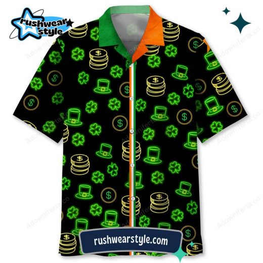 Men’s Green Neon St. Patrick’s Day Hawaiian Shirt