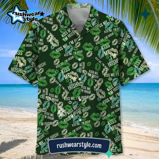 Men’s Kiss Irish St. Patrick’s Day Hawaiian Shirt – Fun Design