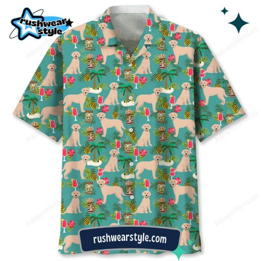 Men’s Labrador Beach Hawaiian Shirt – Perfect for Dog Lovers