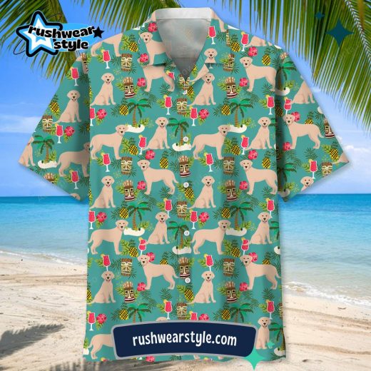 Men’s Labrador Beach Hawaiian Shirt – Perfect for Dog Lovers