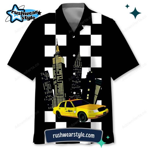 Men’s NYC Taxi Driver Hawaiian Short Sleeve Shirt