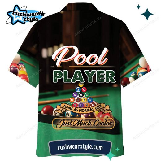 Men’s Pool Player Hawaiian Shirt – “Just Much Cooler” Design