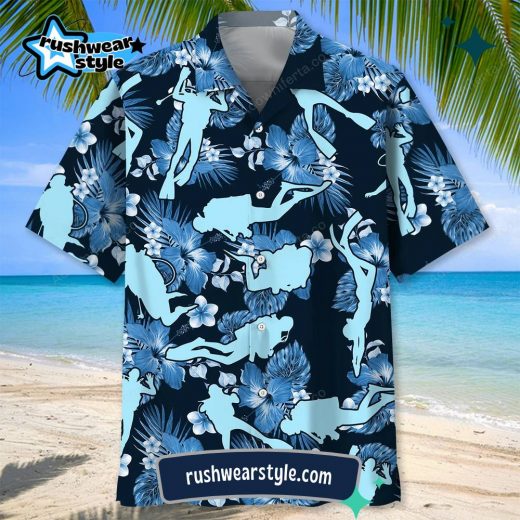 Men’s Scuba Diving Blue Nature Hawaiian Shirt – Ocean Vibes