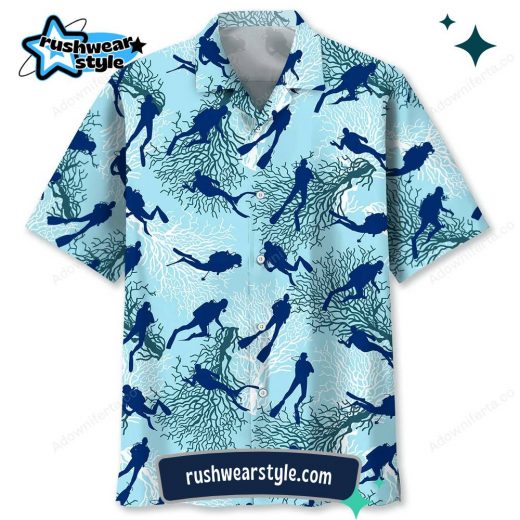 Men’s Scuba Diving Ocean Light Hawaiian Shirt – Deep Sea Exploration