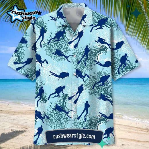 Men’s Scuba Diving Ocean Light Hawaiian Shirt – Deep Sea Exploration