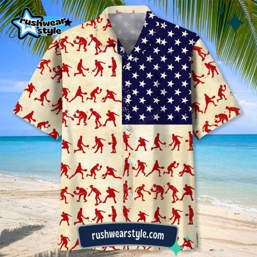 Men’s USA Pickleball Hawaiian Shirt – Patriotic Design