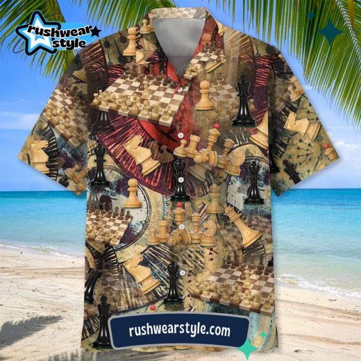 Men’s Vintage Chess Hawaiian Shirt – Classic Style