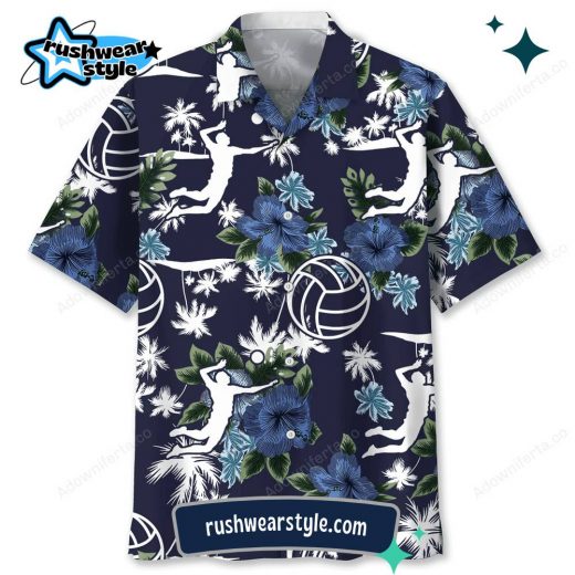 Men’s Volleyball Blue Nature Hawaiian Shirt