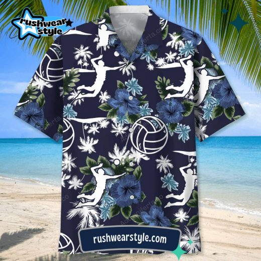 Men’s Volleyball Blue Nature Hawaiian Shirt