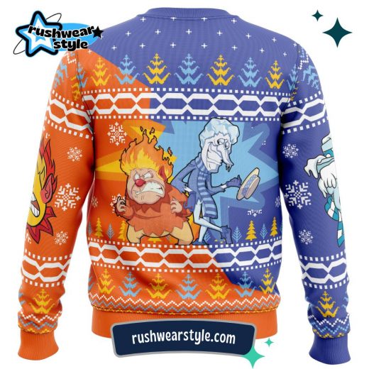 Heat and Snow Miser Christmas Sweater – The Year Without a Santa Claus Theme