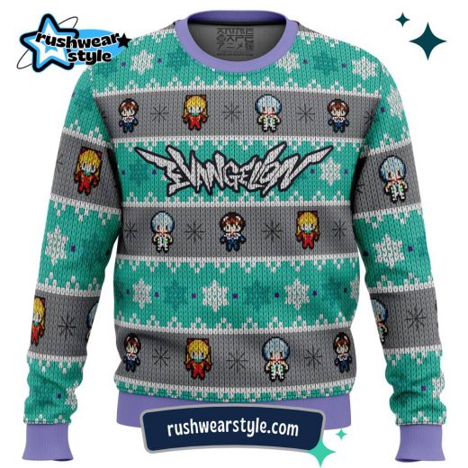 Neon Genesis Evangelion Christmas Sweater – Evangelion Units Ugly Holiday Design