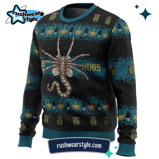 Alien Facehugger Christmas Sweater – Free Hugs Holiday Edition