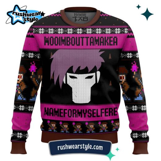 Gambit Christmas Sweater – Make a Name for Myself Ugly Holiday Edition