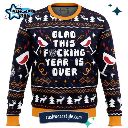 Pop Culture Christmas Sweater – Glad This Year is Over Ugly Design