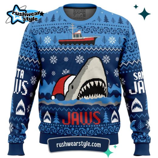 Santa Jaws Christmas Sweater – Christmas Shark Ugly Holiday Design