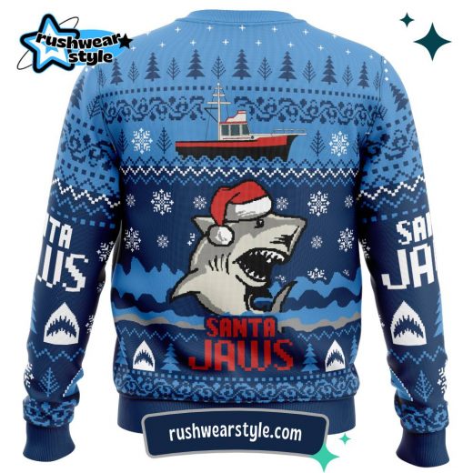 Santa Jaws Christmas Sweater – Christmas Shark Ugly Holiday Design