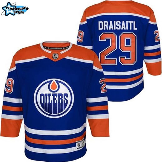 Youth Leon Draisaitl Edmonton Oilers NHL Premier Royal Team Jersey