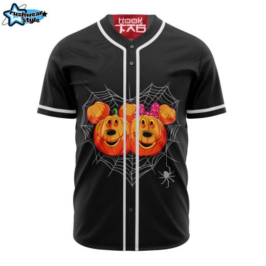 Mickey and Minnie Pumpkin Halloween Baseball Jersey, Disney Halloween Baseball Jersey, Halloween Baseball Jersey