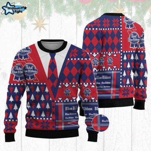 Pabst Blue Ribbon Tie Holiday Sweater