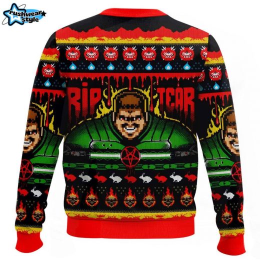 Rip and Tear Doom-Themed Ugly Sweater