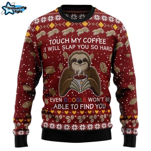 Sloth Coffee Cozy Holiday Sweater