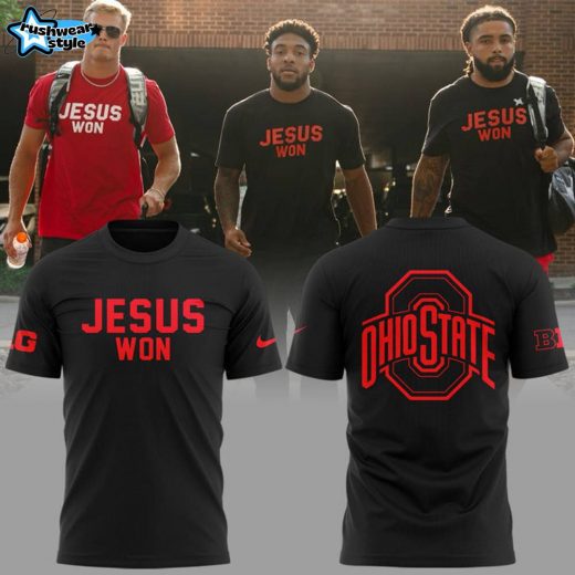 Ohio State Jesus Won T-Shirt 2024 – Black, Christian Buckeyes Fan Gear