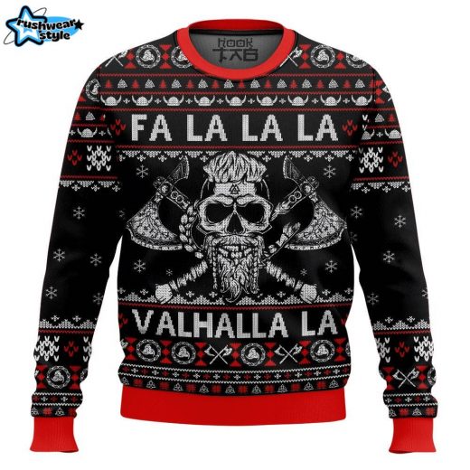 Fa La La Valhalla Viking Skull Ugly Sweater