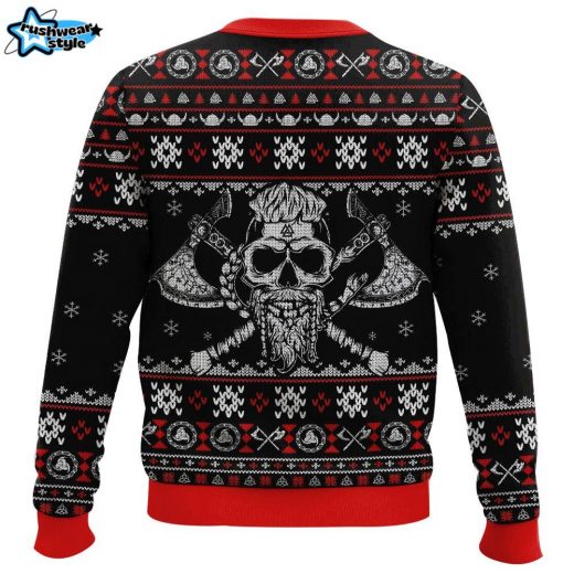 Fa La La Valhalla Viking Skull Ugly Sweater