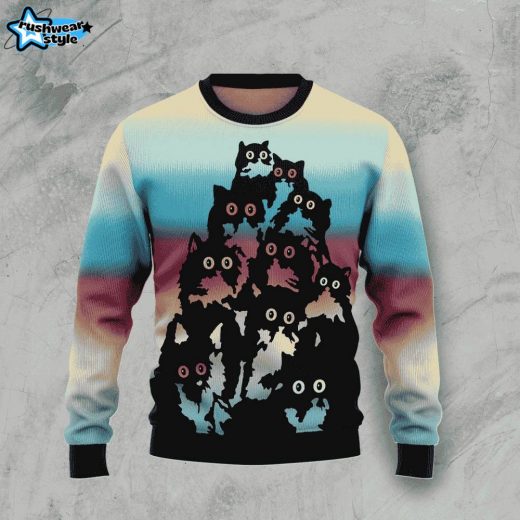 Lovely Black Cat Christmas Ugly Sweater