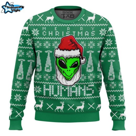 Merry Christmas Human, Alien Ugly Christmas Sweater