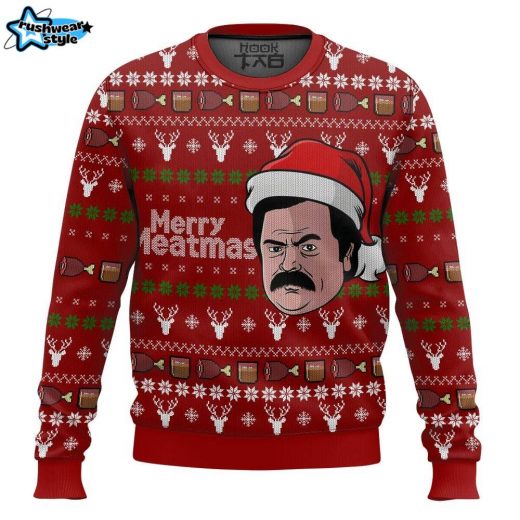 Merry Meatmas Ron Swanson Parks and Recreation Ugly Sweater