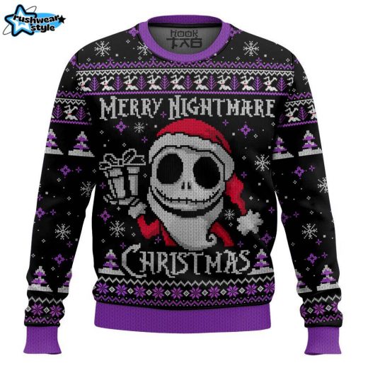 Merry Nightmare Christmas Jack Skellington Ugly Sweater