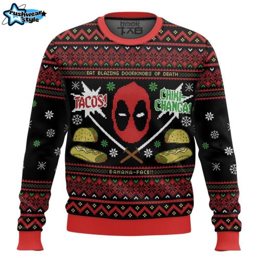 Tacos! Chiki-Changa! Deadpool Ugly Sweater